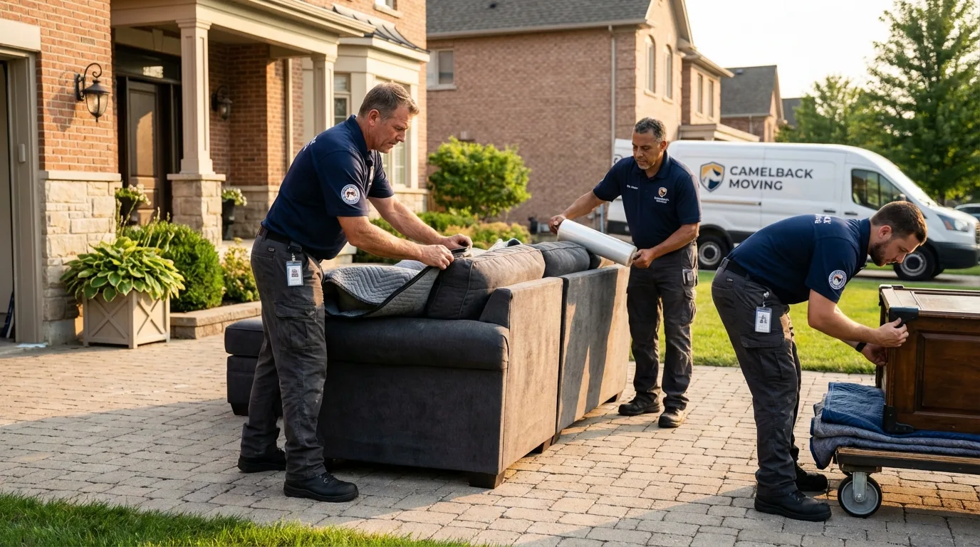 Large estate moving crew wrapping furniture in Booneville, AR